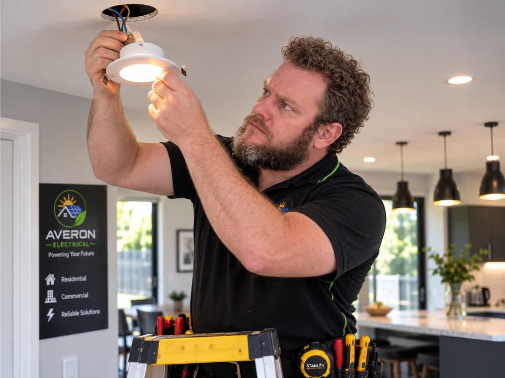 Averon Electricals electrician installing ceiling lighting